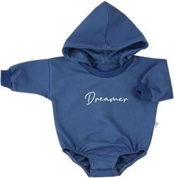 Baby-Body aus Sweatstoff mit Kapuze Koala Dreamer blau