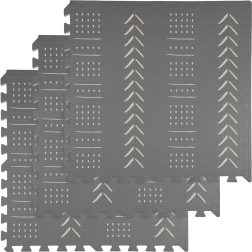 Schaumstoffmatte HUMBI 180 × 60 cm, große wasserdichte Puzzlematte, sicher, 3 Stk., graues Boho