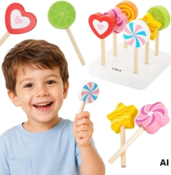 Viga Holz-Lutscher-Set mit Ständer für Kinder ab 18 Monaten