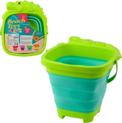 Faltbarer Silikon-Eimer Krokodil – grüner Strand