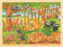 Goki Holzpuzzle Tierbabys im Wald, 48 Teile