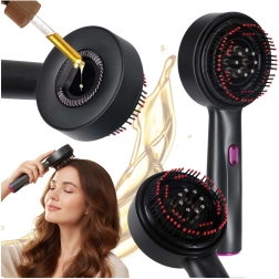 Elektrische Kopfhaut-Massagebürste mit Infrarotlicht und Öl-Applikator, USB, schwarz