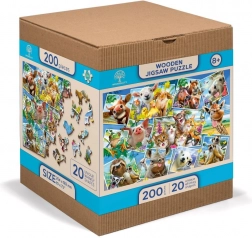 Holzpuzzle 2-in-1 Tierische Postkarten WOODEN CITY, 505 Teile