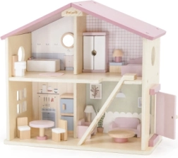 Viga PolarB großes Holz-Puppenhaus, 17 Teile