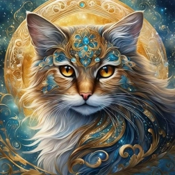 Diamantmalerei Mystische Katze 30 × 40 cm