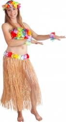 Hawaiirock für Erwachsene, 72 cm, naturfarben mit Blumenbund