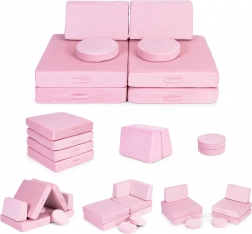 Großes faltbares modulares Sofa für Kinder DIY, 8 weiche Kissen – rosa ECOTOYS