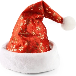 Weihnachtliche Mütze mit goldenen Flocken