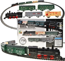 Elektrische Eisenbahn mit Lokomotive und Waggons