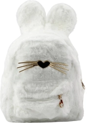 Weißer Kinder-Rucksack mit Hasenohren und Zierbärten