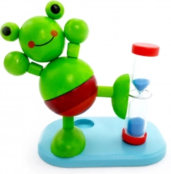 Holz-Sanduhr Frosch zum Zähneputzen mit Zahnbürstenhalter