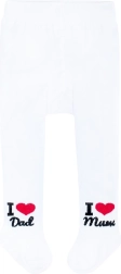 Baumwoll-Strumpfhose New Baby weiß I Love Mum and Dad