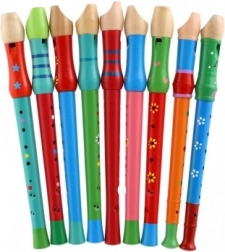 Holzflöte mit farbenfrohem Design