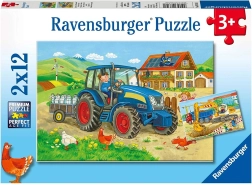 Puzzle 2x12 Teile Baustelle und Bauernhof