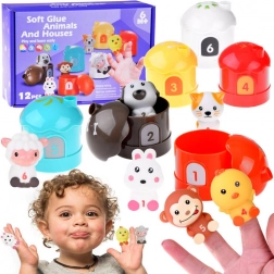 Set aus Tiergummis mit Häuschen und Zahlen