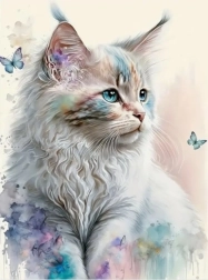 Diamantmosaik – weiße Katze