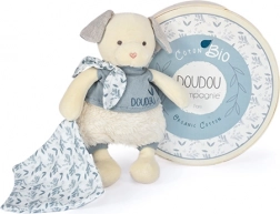 Geschenkset Doudou - Plüschhund mit Decke aus BIO-Baumwolle 22 cm