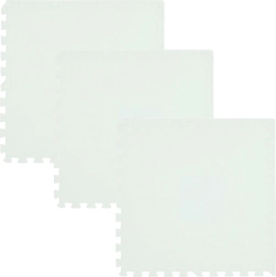 HUMBI Schaumstoff-Bodenmatte 180 × 60, große wasserdichte Puzzlematte, sicher für Kinder, weiß (3 Stk.)