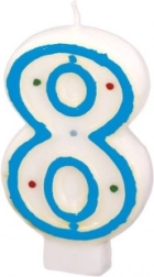 Kerze Zahl 8 mit bunten Punkten Amscan