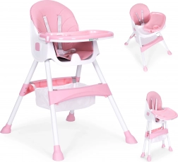 Hochstuhl mit Tablett und Korb, 5-Punkt-Gurt, ECOTOYS – Rosa
