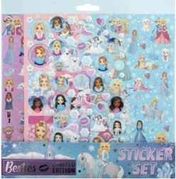 Winterliche Mädchensammelaufkleber – Set aus glatten und 3D-Aufklebern