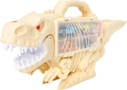 Schießender Dinosaurier mit Autos 47 cm – tragbarer Koffer und Rennbahn