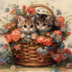 Diamantmosaik – Katzen im Korb
