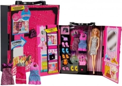 Modischer Puppenschrank – rosa Koffer mit Zubehörset