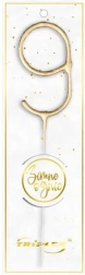 Wunderkerze Zahl 9, 16,5 cm, gold