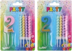Partykerze Nummer 2 und 4 Kerzen