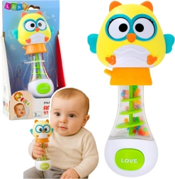 Baby-Rassel Eule mit bunten Kügelchen 17 cm