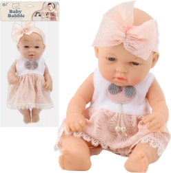 Stoffpuppe Baby in rosa Kleidchen 30 cm