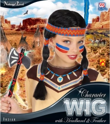 Perücke mit Indianer-Stirnband