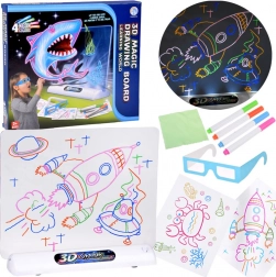 3D Zauber-Zeichentafel mit LED-Beleuchtung, Stiften und 3D-Brille