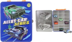 Blechbox für Spielzeugautos mit Set aus 6 Metallfahrzeugen mit Rückziehmotor