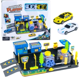 Autowaschanlage und Tankstelle – Kinderset mit Spielzeugautos