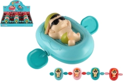 Aufzieh-Figur auf Wasser-Luftmatratze, aus Kunststoff, 13 × 9 cm, 4 Farben