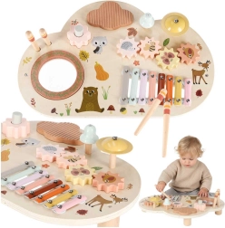 Holztisch für musikalische Aktivitäten für Kinder mit Xylophon und Glocke
