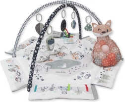 Baby-Spiel- und Sensorikmatte 5-in-1 Minky mit Spielbogen und Bällen