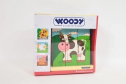 WOODY Holz-Steckwürfel mit Tiermotiven, 9 Würfel