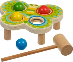 Holz-Klopfspiel Schmetterling mit 4 bunten Kugeln