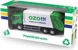 Metall-Müllabfuhrwagen mit OZO-Logo