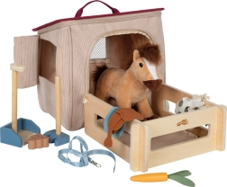 Spielset mit kleinem Pferd und tragbarem Stall small foot