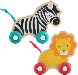 FISHER-PRICE Holztiere auf Rädern – Set Löwe und Zebra