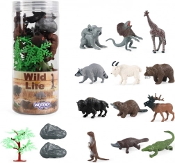 WOOPIE Set mit Figuren wilder Tiere, 15 Stk