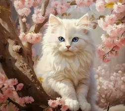 Diamantmosaik – Katze in Blumen