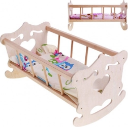 Holz-Wiegenbett für Puppe 50 cm + Bettwäsche ZA2021