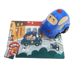 TOP BRIGHT Holzpuzzle mit Spielzeug – Polizeiauto, 24 Teile