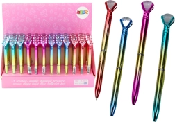 Kugelschreiber mit funkelndem „Diamanten“, goldenes Gehäuse, blaue Mine 0,7 mm