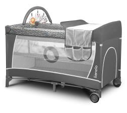 Reisebett und Laufstall 2-in-1 LIONELO Flower – Grau